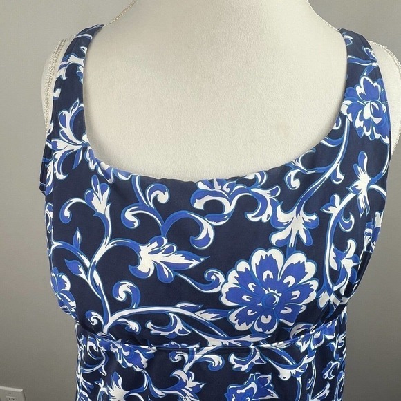 Lands End Blue Floral Tankini Swim Size 18 Padded Underwire - Picture 2 of 10